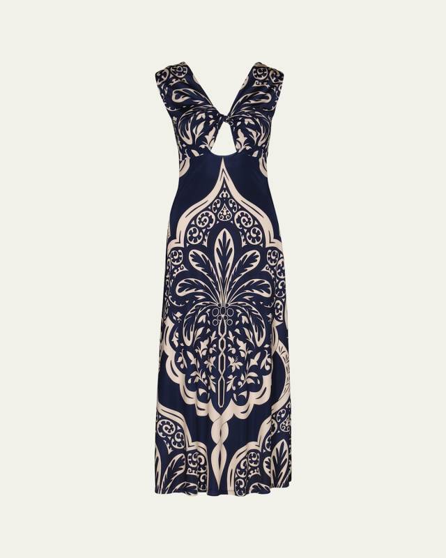 Voyage Reversible Twist-Front Cut-Out Maxi Dress